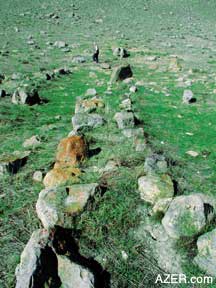 Evidence of walls from an earlier archeological period. So much archeological excavation and study needs to be carried out in Azerbaijan.