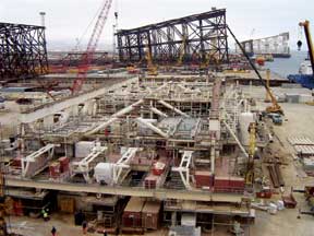 Construction of the deepwater Gunashli (Phase 3) platforms right on schedule. Photo: BP