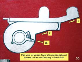 Plan View of Maiden Tower showing orientation of the buttress to the East and the mysterious doorway that opens to the SE. 